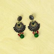 Green/Maroon Stone Studded Earrings For Women