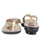 Shikhar Women's Dark Brown Embroidered Strap Toe Slip Sandal