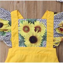 Cute 2Pcs Newborn Kid Baby Girl Sunflower Ruffles Romper Playsuit