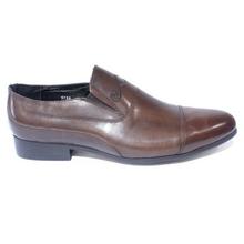 Shikhar Shoes Brown Leather Cap-Toe Formal Slip-On Shoes For Men - 1718