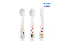 SCF714/00 Avent Toddler Fork, Spoon And Knife - White