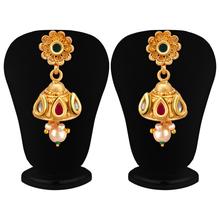 Aheli Gold Plated Kundan Pearl Choker Necklace with Jhumki Earrings Indian Temple Traditional Ethnic Jewellery Set for Women