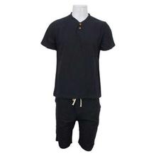 Black Linen T-shirt With Shorts Set For Men