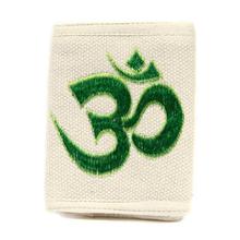 White/Green Om Embroidered Cotton Purse (Unisex)