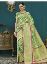 Stylee Lifestyle Green Banarasi Silk Jacquard Saree -1531