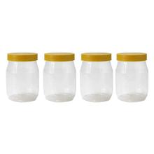 Round 5" Transparent Plastic Spice Jar with Yellow Lid - Set Of 4