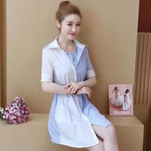 Spring women's 2019 new dress striped Korean fake