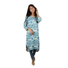 Blue/white Round Neck Designed Kurti