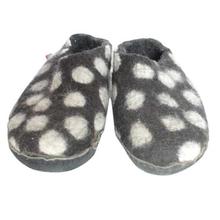 Black Felt Polka Dotted Shoes For Girls