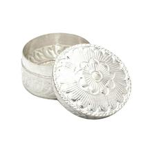 Pure Silver Flower Carved Asarfi Box - SAF27204 - 17.446g