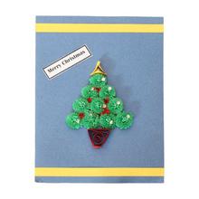 Sky Blue Christmas Tree Designed Paper Quilled 'Merry Christmas' Card