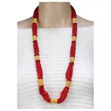 Maroon Beads Enclosed Woven Pote