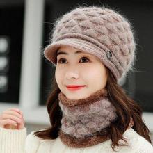 Double layer design winter hats for women warm rabbit fur