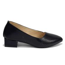 Black Laser-Cut Block Pumps For Women