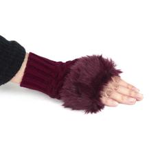 Winter Fashion Fur and Knitted Short Fingerless Gloves