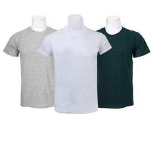 Pack Of 3 Plain 100% Cotton T-Shirt For Men-Grey/White/Green