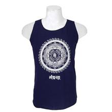 Navy Cotton Mandala Printed Tank Top For Men