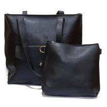 Black Front Pocket 2 in 1 Tote Bag For Women