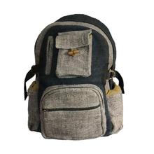 Black/Grey Hemp Front Pocket Backpack- Unisex