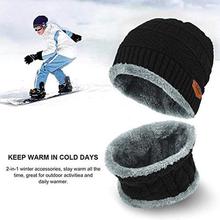 HIVER Handcuffs Winter Beanie Cap Scarf Set Warm Knit Cap