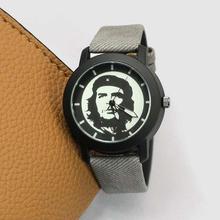 Black Che Guavara Printed Dial Trendy Analog Watch For Men-Grey