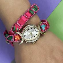 Dark Pink Bracelet Design Analog Watch For Women