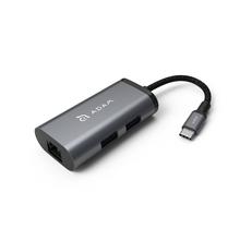 AdamCASA Hub eC301 3 port USB-C to Lan Hub Grey