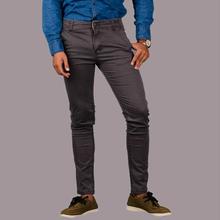 Grey Stretchable Cotton Chinos For Men By Nyptra