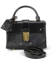 Black Lined Solid Front Lock Crossbody Bag For Women