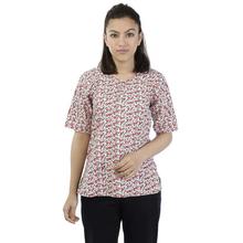 White Floral Printed Pajama Top For Women