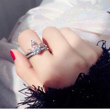 Silver Two Piece Adjustable Crown Ring For Women-05R