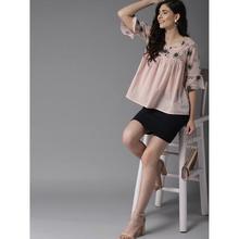 Casual 3/4 Sleeve Solid Women Pink Top