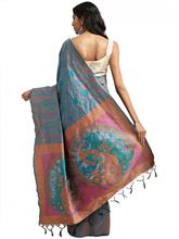 Stylee Lifestyle Blue Ikkat Silk Jacquard Saree-2141