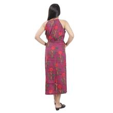 Pkshee Maroon Floral Printed Slit Dress For Women