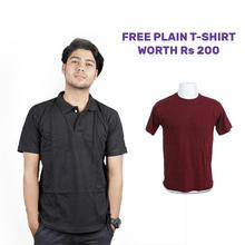 Black Polo T-shirt with Free Maroon Plain T-shirt