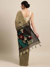 Stylee Lifestyle Beige Ikkat Silk Jacquard Saree-2155