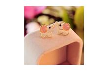 Pink Lovely Elephant Opal Stud Earrings For Women