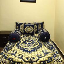 Designer Deewan Bed Set in Heavy Shaneel Material (1 Deewan Bedsheet + 5 Cushion Covers + 2 Bolister Covers)