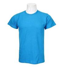 Sky Blue Round Neck Plain 100% Cotton T-Shirt For Men