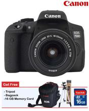 EOS 750D Digital SLR Camera with 18-55mm IS STM  (16 GB SD Card + Bag + Tripod)- Black