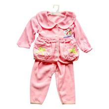 Pink Two Piece Cotton Mix Baba Suit For Baby Girl