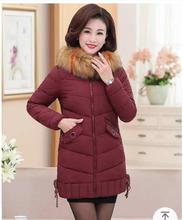 SLIM HOODED COLLAR FUR DOWN JACKET-MAROON