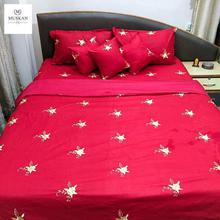 Red Embroidery Bedsheet with Quiltcover