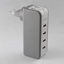 Budi M8J301E 6 USB port 2 Pin Home Charger For iPhone And Android With Swivel EU Plug, 36 WATT