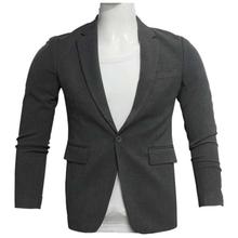 Grey Solid Designed Blazer For Men