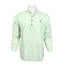 Light Green Lined Cotton Kurta Shirt For Men