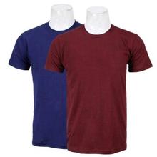 Pack Of Two Solid T-Shirt For Men-(Navy/Maroon)