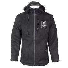 Black Suede/PU Hooded Jacket For Men