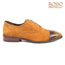 Rosso Brunello Ms-2723 Suede Brogue Derby Shoes For Men- Camel