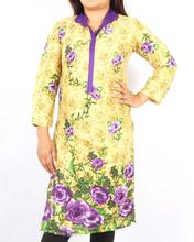 Saavya Design'S Women Shirt Collar Printed Beige/Purple Kurti